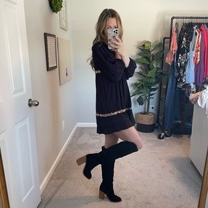 {VGUC} $128 FREE PEOPLE Pasadena Plum Floral Embroidered Dress